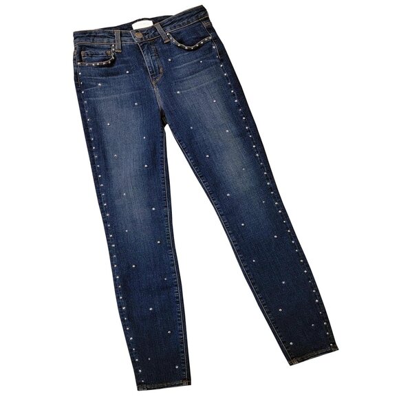 Silver Jeweled Embellished Women's Blue Denim